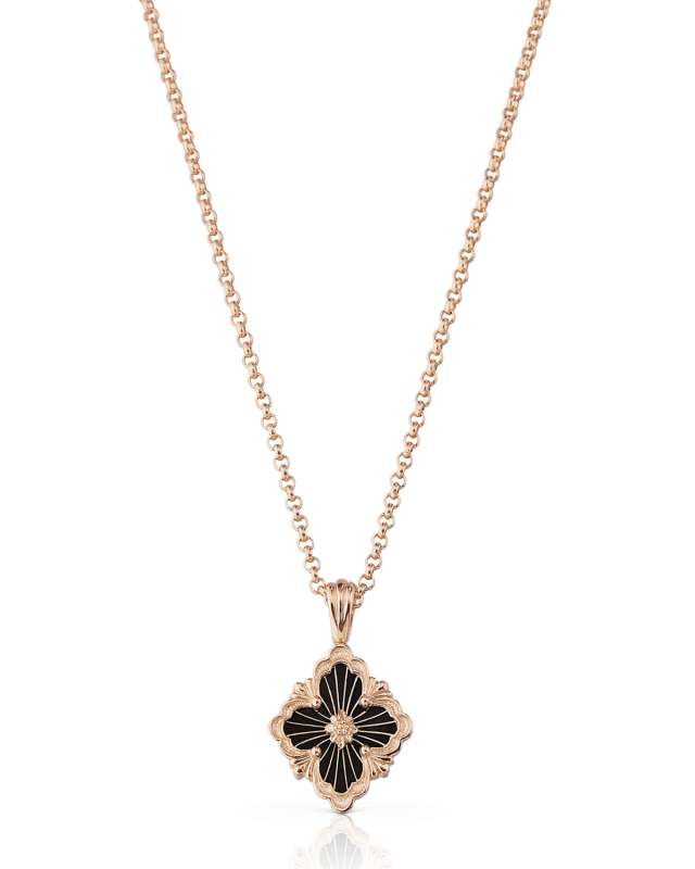 18k Pink Gold Onyx Pendant Necklace